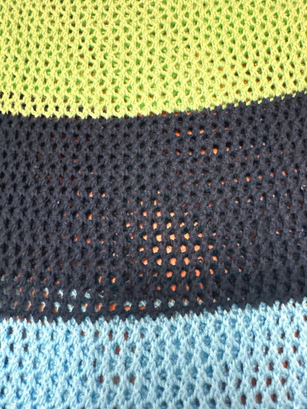 525 America L Green Blue Mesh Tunic Open Knit Sheer Striped Resort Coastal Layer - Picture 12 of 12
